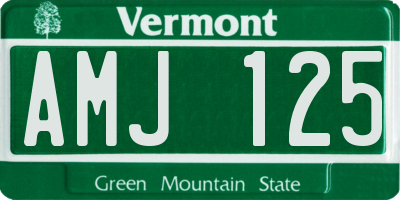 VT license plate AMJ125