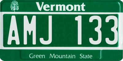 VT license plate AMJ133