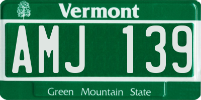 VT license plate AMJ139