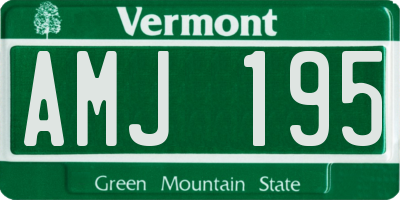 VT license plate AMJ195