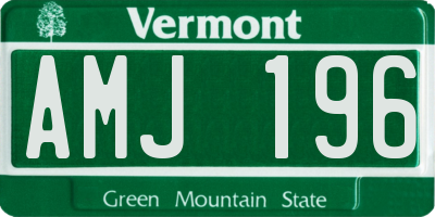 VT license plate AMJ196