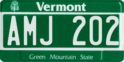 VT license plate AMJ202