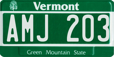 VT license plate AMJ203