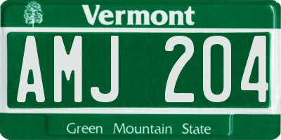 VT license plate AMJ204