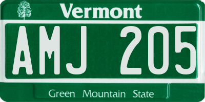 VT license plate AMJ205