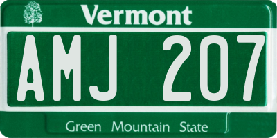 VT license plate AMJ207