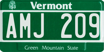 VT license plate AMJ209