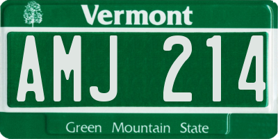 VT license plate AMJ214