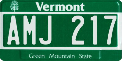 VT license plate AMJ217