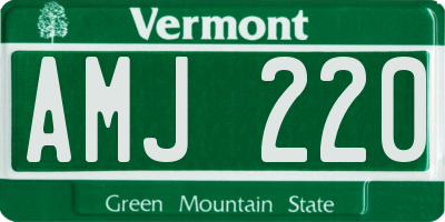 VT license plate AMJ220