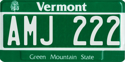 VT license plate AMJ222