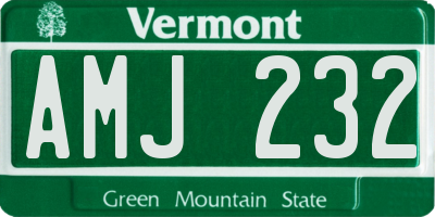 VT license plate AMJ232