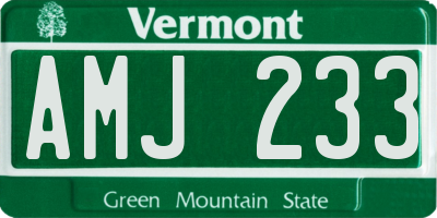 VT license plate AMJ233