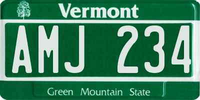 VT license plate AMJ234