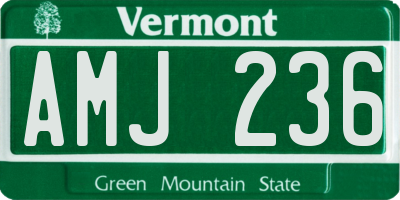 VT license plate AMJ236