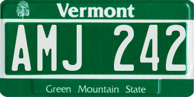 VT license plate AMJ242