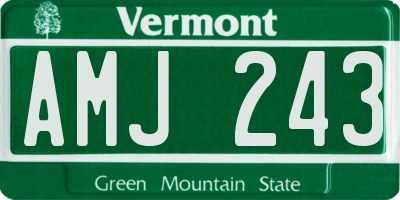 VT license plate AMJ243