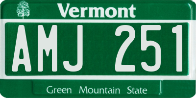 VT license plate AMJ251
