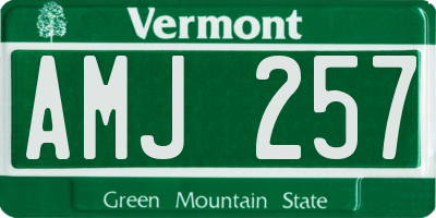 VT license plate AMJ257