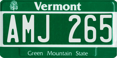 VT license plate AMJ265