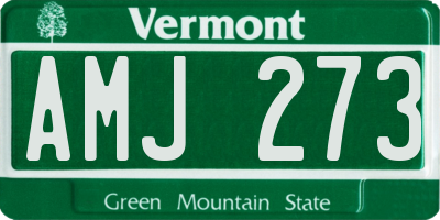 VT license plate AMJ273