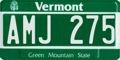 VT license plate AMJ275