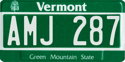 VT license plate AMJ287