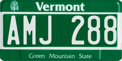 VT license plate AMJ288