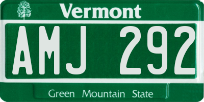 VT license plate AMJ292