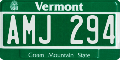 VT license plate AMJ294