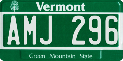 VT license plate AMJ296