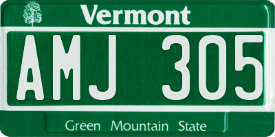VT license plate AMJ305