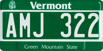 VT license plate AMJ322