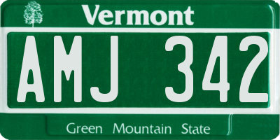 VT license plate AMJ342