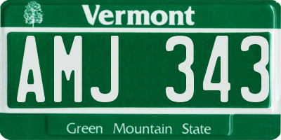 VT license plate AMJ343