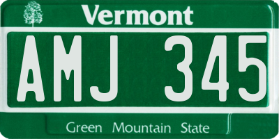 VT license plate AMJ345