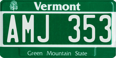 VT license plate AMJ353