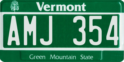VT license plate AMJ354