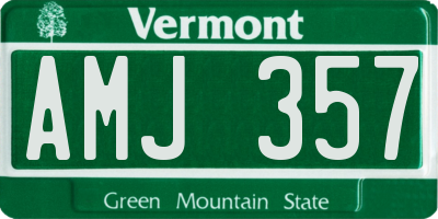 VT license plate AMJ357