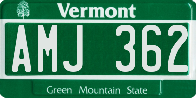 VT license plate AMJ362