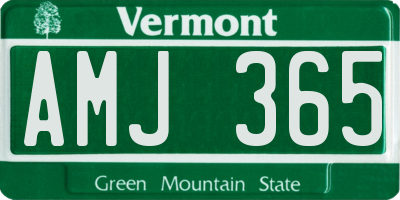 VT license plate AMJ365