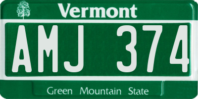 VT license plate AMJ374