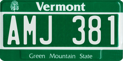 VT license plate AMJ381