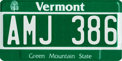 VT license plate AMJ386