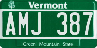 VT license plate AMJ387