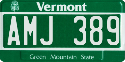 VT license plate AMJ389