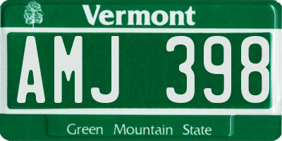 VT license plate AMJ398