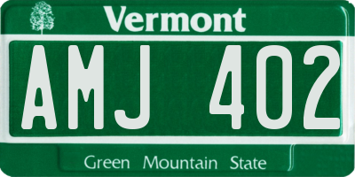 VT license plate AMJ402