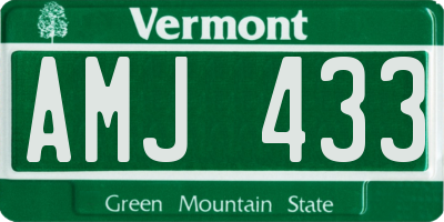 VT license plate AMJ433