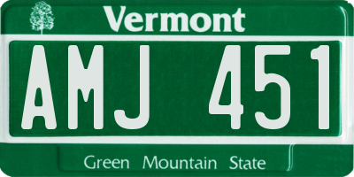 VT license plate AMJ451